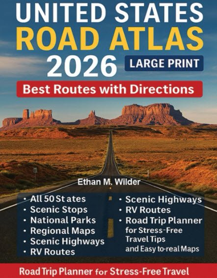 United States Road Atlas 2026(Large Print): Best Routes with Directions, All 50 States, Scenic Stops, National Parks, Regional maps, Scenic Highways, RV Routes, Road Trip Planner and Easy-to-read maps | USAvora